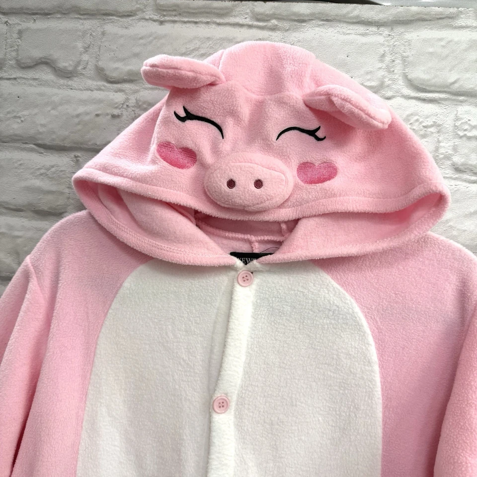 Kids Pink Pig Halloween Costume Size 8/10 Button Up Body Suit Warm Ships Fast! - Image 1 of 4
