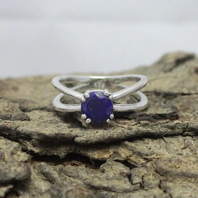 Woman's Handmade Lapis Lazuli Ring, Split Band Design, Unique New Year Gift - Image 1 of 4