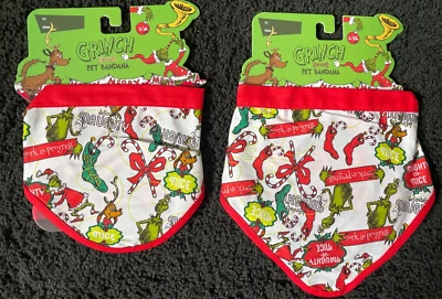 WOOF Dr Seuss The Grinch Print Pet Dog Christmas Scarf Bandana Size L / XL or S/M