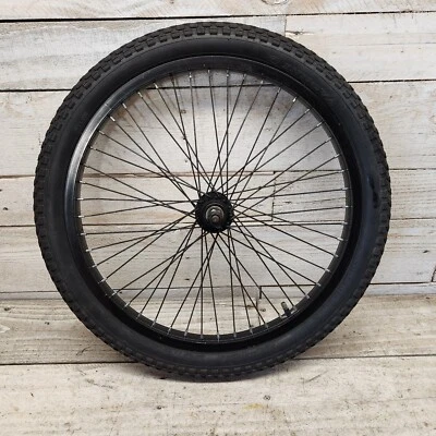 20" Black Single Wall Aluminum 48 Spoke Front Wheel Rim 3/8 Axle Mid School BMX - Image 1 of 4