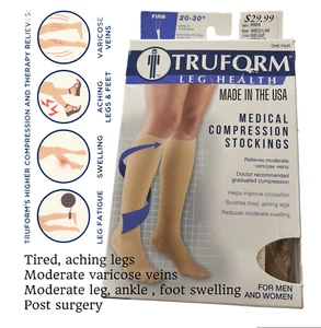 Medias de compresión médica TRUFORM unisex medianas beige 8865 firmes 20-30 mmHg - Imagen 1 de 13