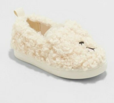 NWT Cat & Jack Toddlers Girls' Slip on Fuzzy Puppy Sneakers Cream Valtina - Image 1 of 4