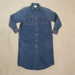 Vintage Calvin Klein Dress Womens 11 Blue Denim Long Sleeve Pocket 80s 90s USA - Picture 1 of 18