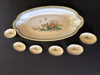 Vintage Noritake Japanese China plate  Oval  Celery Dish and 6 salt dishes - Image 1 of 4