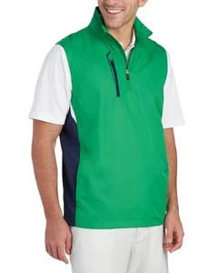 Bobby Jones - Men's L - UPF15 - Kelly Green & Navy Blue 1/4 Zip Golf Vest Jacket - Picture 1 of 3