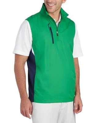 Bobby Jones - Men's L - UPF15 - Kelly Green & Navy Blue 1/4 Zip Golf Vest Jacket - Image 1 of 3