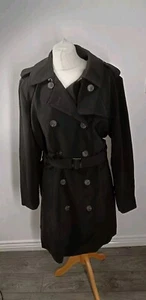 H&M Black Double Breasted Trenchcoat Size 20 BNWT - Picture 1 of 7