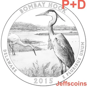 2015 PD Bombay Hook National Wildlife Refuge Delaware SET QUARTERS P D US Mints - Picture 1 of 9