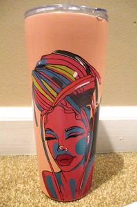 Vaso rosa LoMein~2 caras de mujer~Acero inoxidable OCS Designs 22,9 oz con paja - Imagen 1 de 6