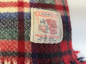 Vintage Curvon (jumbo) Crown 100% Wool Blanket Throw Tartan Plaid 46" x 34" - Picture 1 of 7
