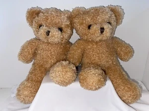 2 Caramel Twin Teddy Bears 15 Inch Stuffed Animal Plush - Picture 1 of 6
