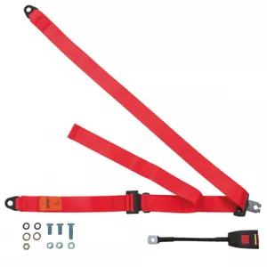 Front Static Seat Belt For Nissan Vanette Van (High roof) 1984 Shape Red - Picture 1 of 6