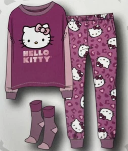 NEW Hello Kitty Pajama Sleepwear Set 3 Piece Womens 2X (18W-20W) Plus Loungewear - Picture 1 of 4