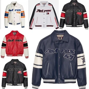 Men's Avirex Bomber All New Articles Embroidered Cowhide Leather Bomber Jackets - Picture 1 of 20