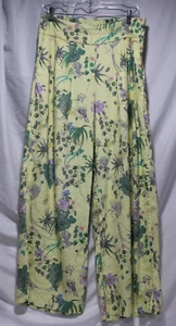 International Concepts Linen Blend Pants Yellow Floral Bird Print Wide Leg Zip - Picture 1 of 18
