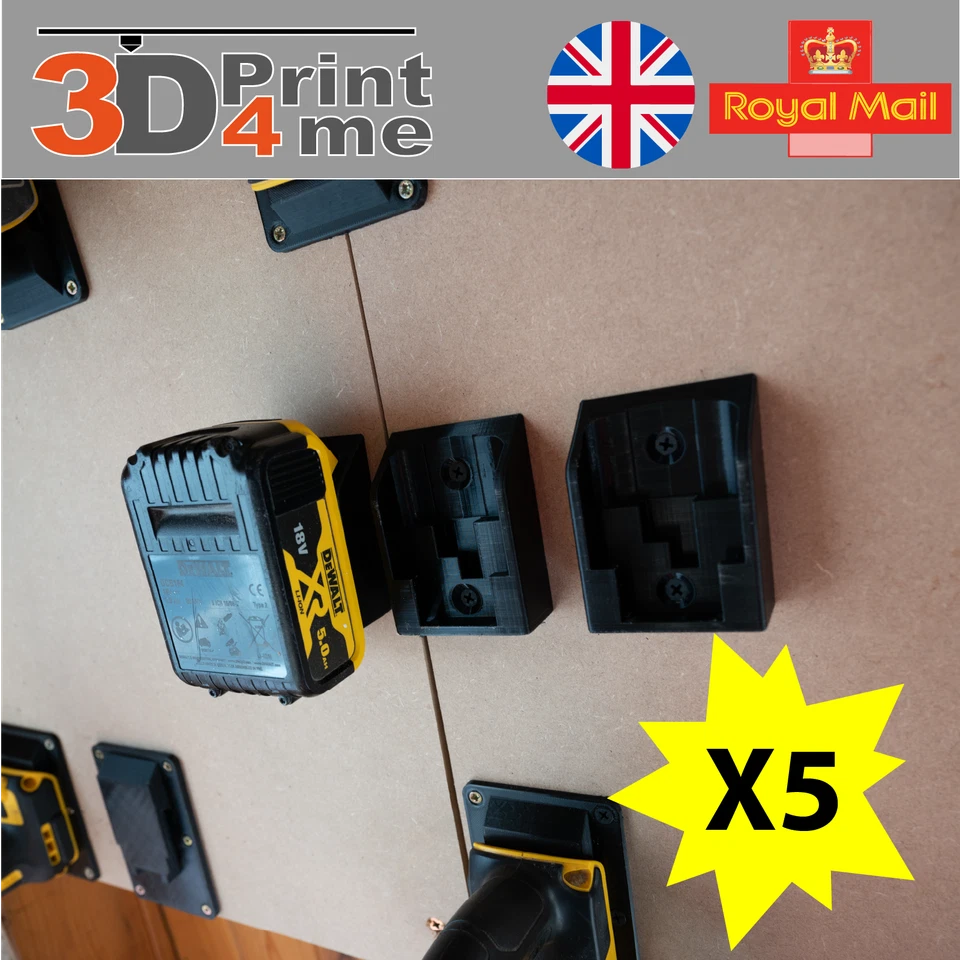 Dewalt battery mount holder 18v or 54v batteries vertical horizontal UK MADE