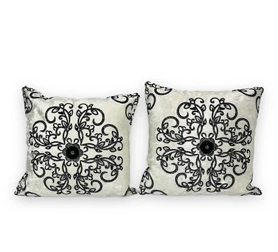 2er Set Luxus Kissenbezug Kopfkissen mit Reißverschluss Mäander Neu - Bild 1 von 3