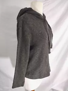 Felpa donna con cappuccio LUCKY BRAND pullover misto cotone grigio scuro manica lunga S/P - Foto 1 di 7