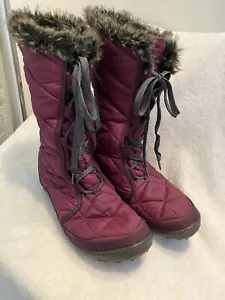Columbia Womens 10 Purple Mid Boots Quilted Laced Up Waterproof Faux Fur - Picture 1 of 10