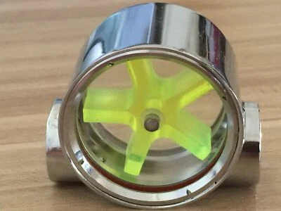 Water Cooling Flow Indicator Meter copper chromed 2 Way G1/4 Threaded - Image 1 of 3