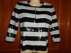 Ann Taylor Size PS black white sequined stripe formal dressy jacket sweater