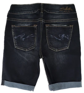 Silberne Jeans Schnalle mittlerer Rise Suki dunkel Denim Stretch Jeans Cutoff Shorts 28 x 9 - Bild 1 von 5
