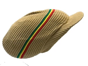 XL Tan Beige Khaki Rasta Hat Dreadlocks Tam Crown Dreads Slouchy Natty Cap Locks - Picture 1 of 3