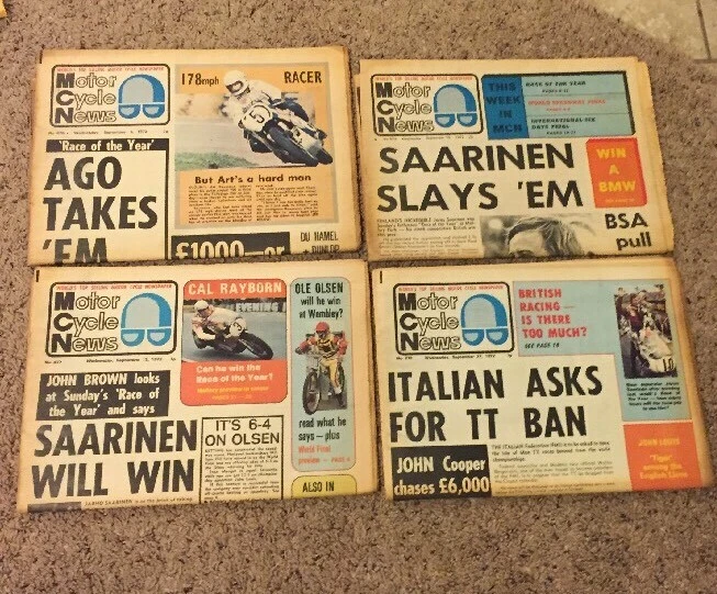 LOT OF 4 1972 MOTOR CYCLE NEWS WEEKLY MOTORCYCLE NEWSPAPERS September MONTH L👀k - Image 1 of 4