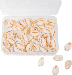 100Pcs Cowrie Shell Beads, White Natural Shell Bead for Jewelry Making, Summer B - Picture 1 of 7