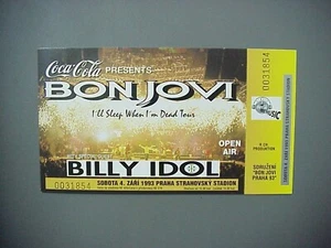 Bon Jovi unused concert ticket Prague '93 Billy Idol Czech Republic - Picture 1 of 1