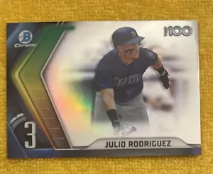 2022 Bowman Chrome Top 100 Prospects #BTP-3 ⚾️ Julio Rodriguez ⚾️ Mariners - Picture 1 of 6