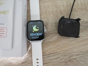 Smart Watch stainless case white band in box with instructions - Picture 1 of 2