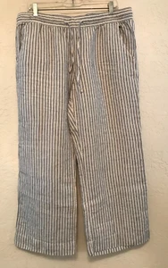 LL Bean Women Pants 100% Linen Drawstring Wide Leg Pockets Coastal Beachy Travel - Picture 1 of 11
