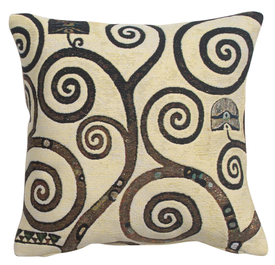 Belgian Tapestry Cushion with Lebensbaum Design Elegant Decorative Throw Pillow - Image 1 of 4