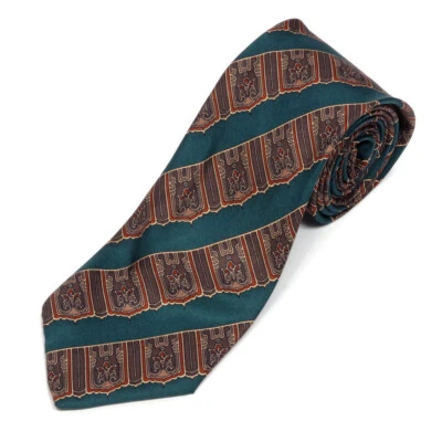 Vtg METROPOLITAN MUSEUM OF ART Green Gold Ornate Guilded Age Men's Silk Neck Tie Foto 1 de 3