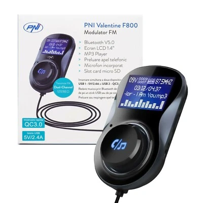 FM Modulator PNI Valentine F800 Bluetooth, MP3 Player, FM Transmitter, Micro SD  - Bild 1 von 4