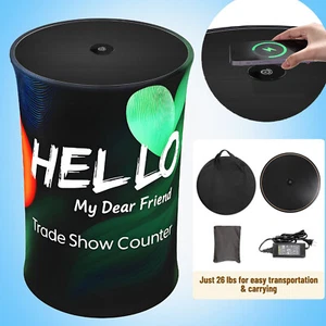 LED Display Table Foldable Backlit Counter with Wireless Charger for Trade Show - Bild 1 von 3