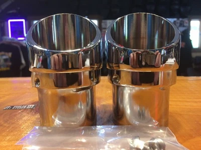 Vance & Hines Chrome Slash cut Motorcycle Exhaust End Caps fits Harley Davidson - Image 1 of 4