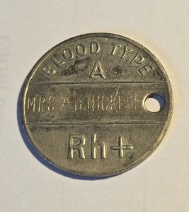 Metal Blood Type Identifier Tag   A+ Anson L Brown, Inc. #1922 - Picture 1 of 2