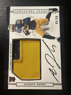 2017 Panini National Treasures RPA Rookie Amara Darboh Auto. SP #d /99 Michigan - Image 1 of 4