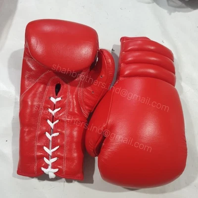 Guantes/guantes de boxeo para entrenamiento y combate cuero real hechos a medida MMA Foto 1 de 4