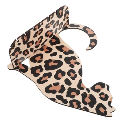  Small Wooden Shelf For Wall Cat Shaped Leopard Print Rack Crystal Display - Image 1 of 4