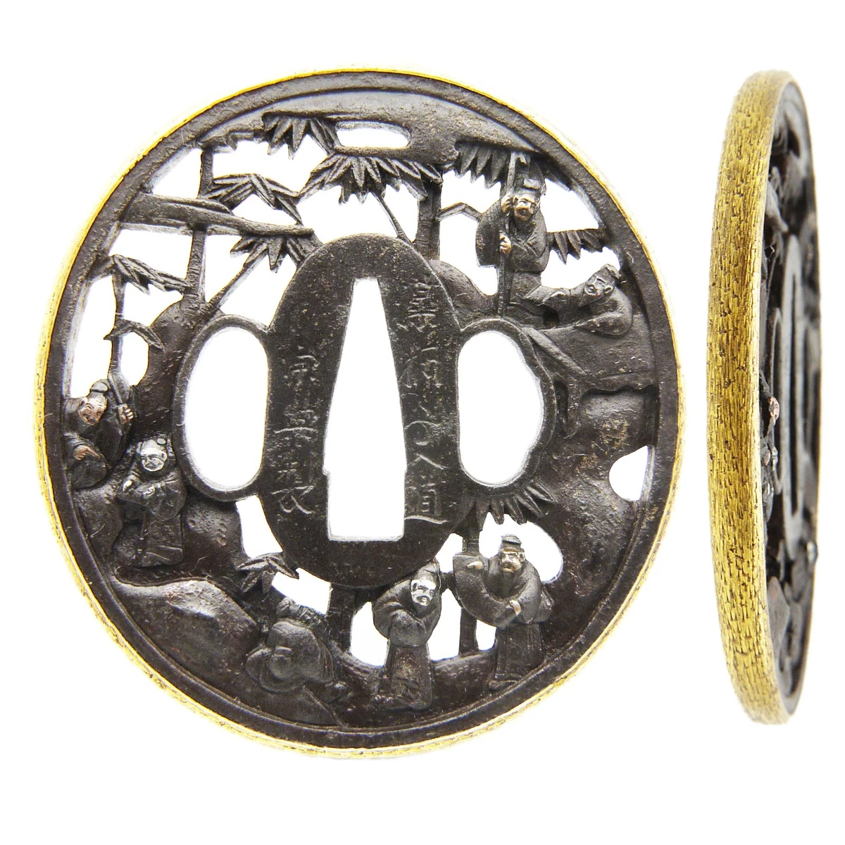 Iron 古董原始1800年以前古董日本刀镡| eBay