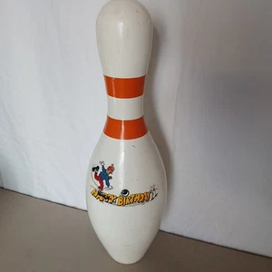 Bowling Pin. Happy Birthday zwei orange Streifen Holz Holz Pin - Bild 1 von 7
