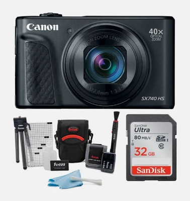 Canon Powershot SX740 HS Digital Camera (Black) with 32GB Card Bundle - Image 1 of 4