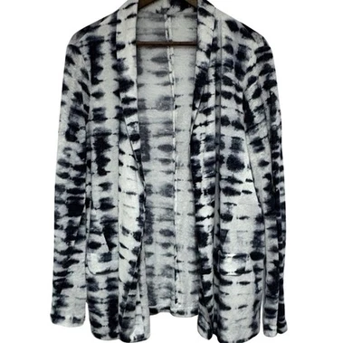 Cárdigan Majestic Filatures Mujer L Gris Tie Dye Lino Abierto Deluxe Camiseta Foto 1 de 4