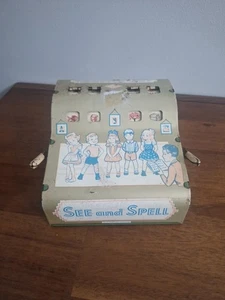 Vintage Antique See and Spell Tin Litho Toy SPINS Wolverine Co. USA Educational - Picture 1 of 22