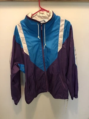 Chaqueta cortavientos retro vintage Reebok para hombre grande púrpura azul cremallera completa años 90 Foto 1 de 4