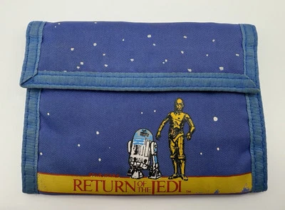Vintage Return Of The Jedi Wallet Blue fabric Star Wars C-3PO and R2-D2 - Imagem 1 de 4