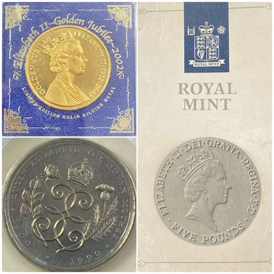 2002 Queen Elizabeth II Golden Jubilee Coin + Two 90th Birthday Coins - Lot Of 3 - Image 1 of 4